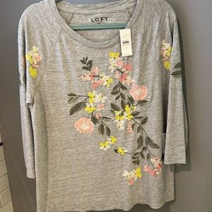 NEW LOFT Floral Sweatshirt Large